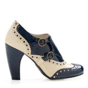 Retro 40s Buckle Modcoth Oxford Booties Navy 9